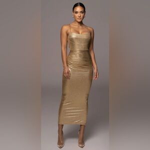 Gold Rubi Cowl Neck Cocktail Dress